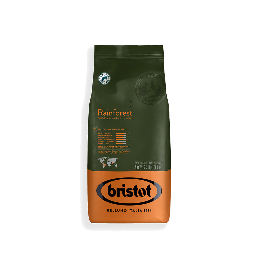 Rainforest Coffee Beans Bristot 1kg Real Italian Coffee Beans